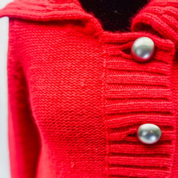 Women's Classy Knit Button Down Sweater INC Lipstick Red Light Jacket Small - Picture 4 of 12